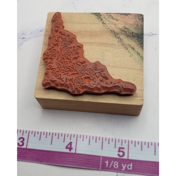 Pretty Rose Vine Corner PSX Wood Mounted Rubber Stamp E-1988 - Picture 6 of 7